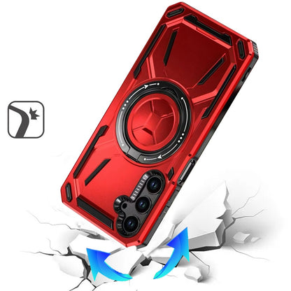 For Samsung Galaxy S22+ Plus Hybrid Magnetic Ring and 360° Rotational Kickstand with MagSafe Compatible, Military Grade Drop Protection Case Cover Red