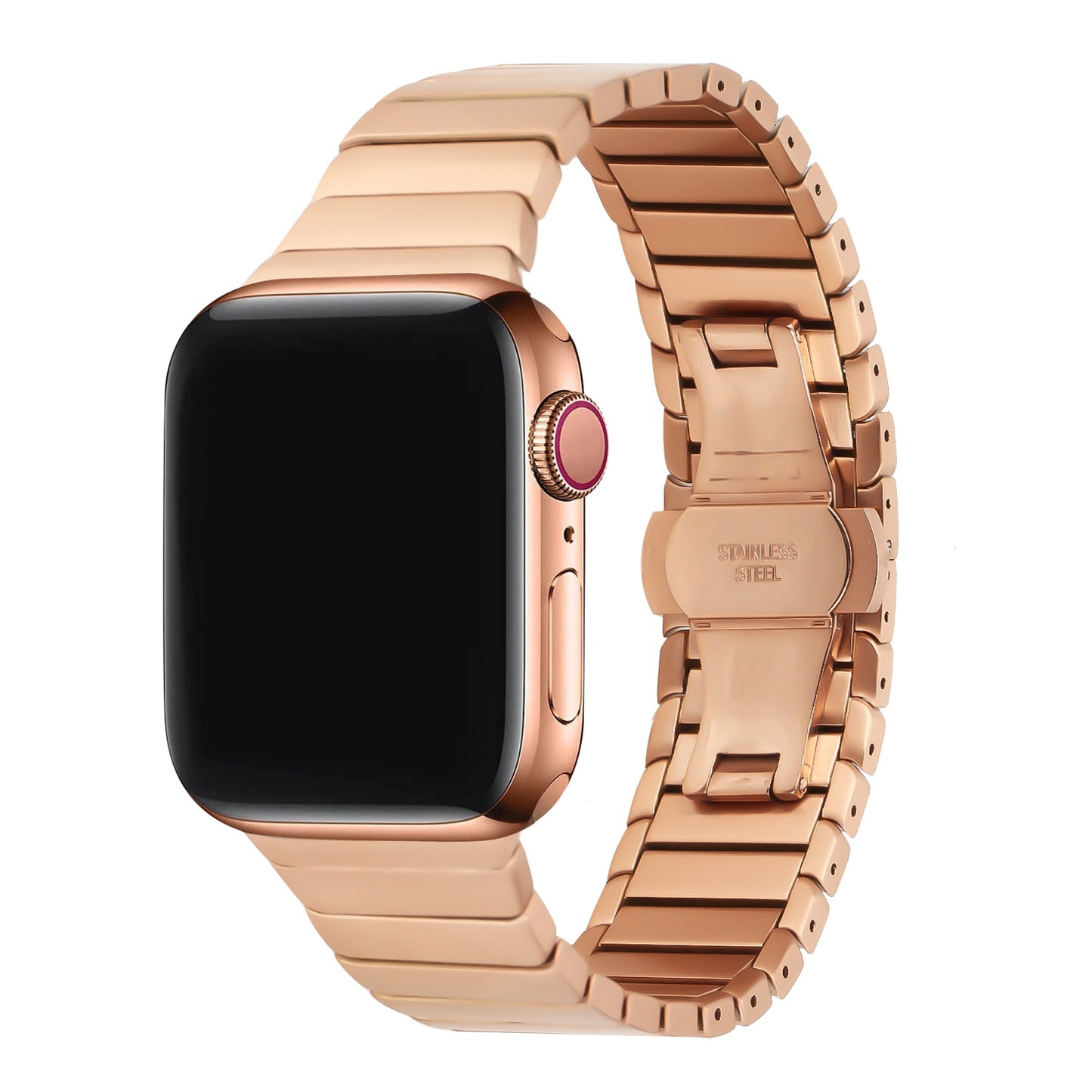 Watch Band for Apple Watch 42/44/45/46mm & Ultra 49mm, Series 4-10 & SE Stainless Steel Link Bracelet Adjustable Secure Clasp Durable Metal Replacement Gold