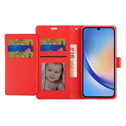 For Apple iPhone 16 Plus (6.7") Premium Leather Wallet with Credit Card ID Slots Cash Holder Duo Flip Pouch Stand and Strap Case Cover