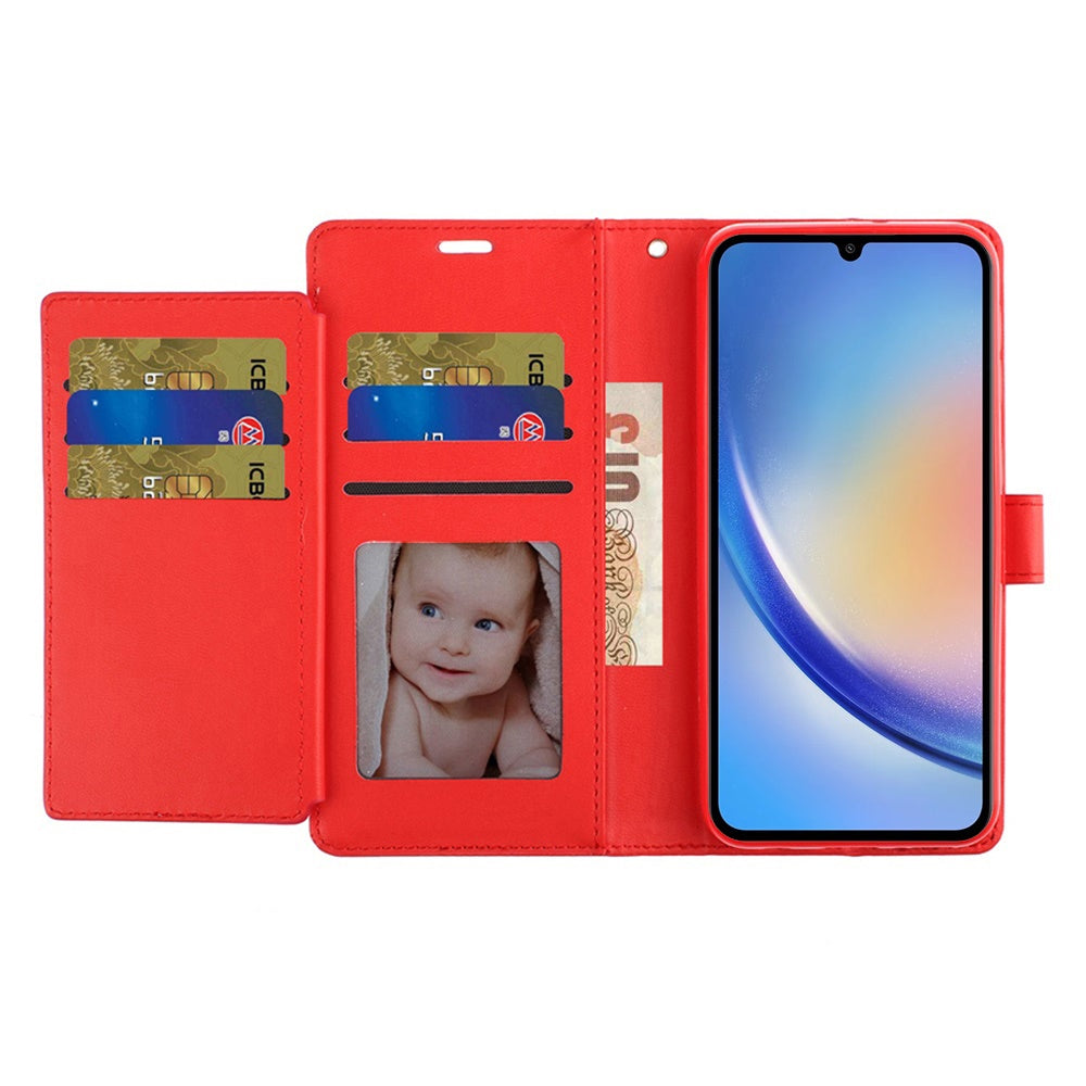 For Apple iPhone 16 Pro Max (6.9") Premium Leather Wallet with Credit Card ID Slots Cash Holder Duo Flip Pouch Stand and Strap Case Cover