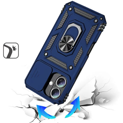 For Apple iPhone 17 (6.3") Hybrid Ring Shockproof with 360° Rotate Ring Kickstand, Camera Lens Protection, Soft Edge Bumper Case Cover
