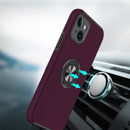 Phone Case for iPhone 15 Plus (6.7") Invisible Ring Stand Shockproof Anti Slip Durable Grip Protective Hybrid Fit Magnetic Car Mount Holder Cover Purple