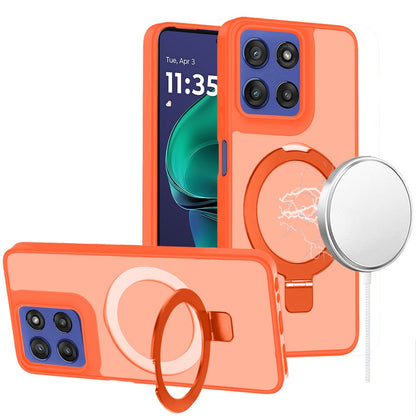 For Motorola Moto G Stylus 5G 2026 /2025 Magnetic Circle Back with Ring Stand Full Rotation Matte Hybrid Shockproof Case Cover Cosmic Orange