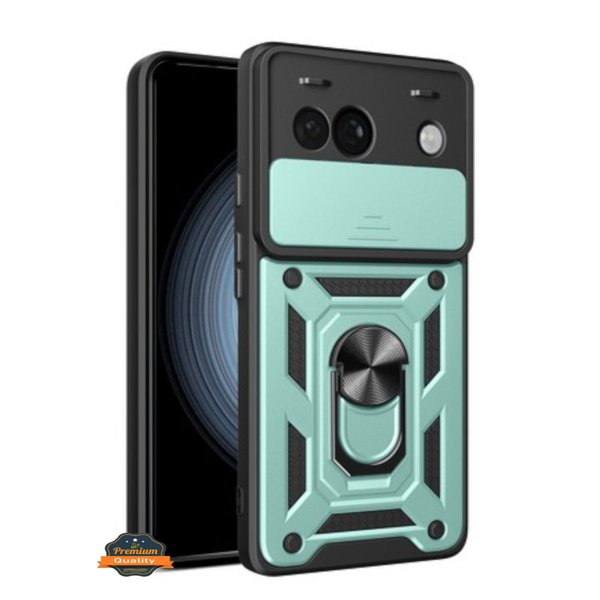 For Google Pixel 10A Hybrid Shockproof, Built-in Sliding Camera Lens Protection with Magnetic Finger Ring Stand Holder Case Cover