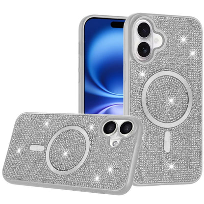For Apple iPhone 17 (6.3") Sparkly Diamond Bling Case Rhinestone Skin Hybrid with Magnetic Circle, MagSafe Compatible Case Cover