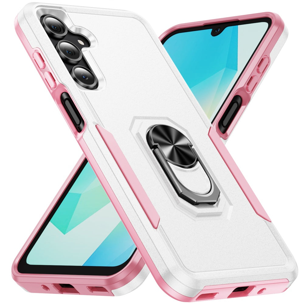 For Samsung Galaxy A17 5G Hybrid Rugged Tough 2in1 Drop-Proof Protection Military Grade Armor with Metal Ring Stand Case Cover