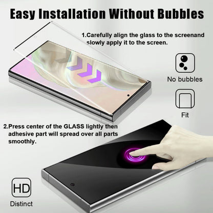 Screen Protector for Samsung Galaxy S23 Ultra Tempered Glass 3D Curved Edge Full Glue Fingerprint Unlock HD Clear Bubble Free Sensitive Touch Screen Guard Cover Tempered Glass