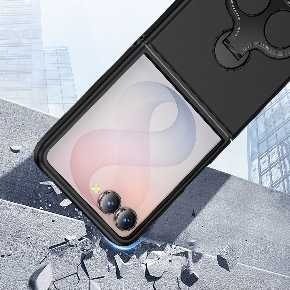 Phone Case for Samsung Galaxy Z Flip 8 Magnetic 2 Ring Stand Car Mount Friendly Shockproof Rugged Grip Armor Dual Ring Kickstand Heavy Duty Hybrid Cover