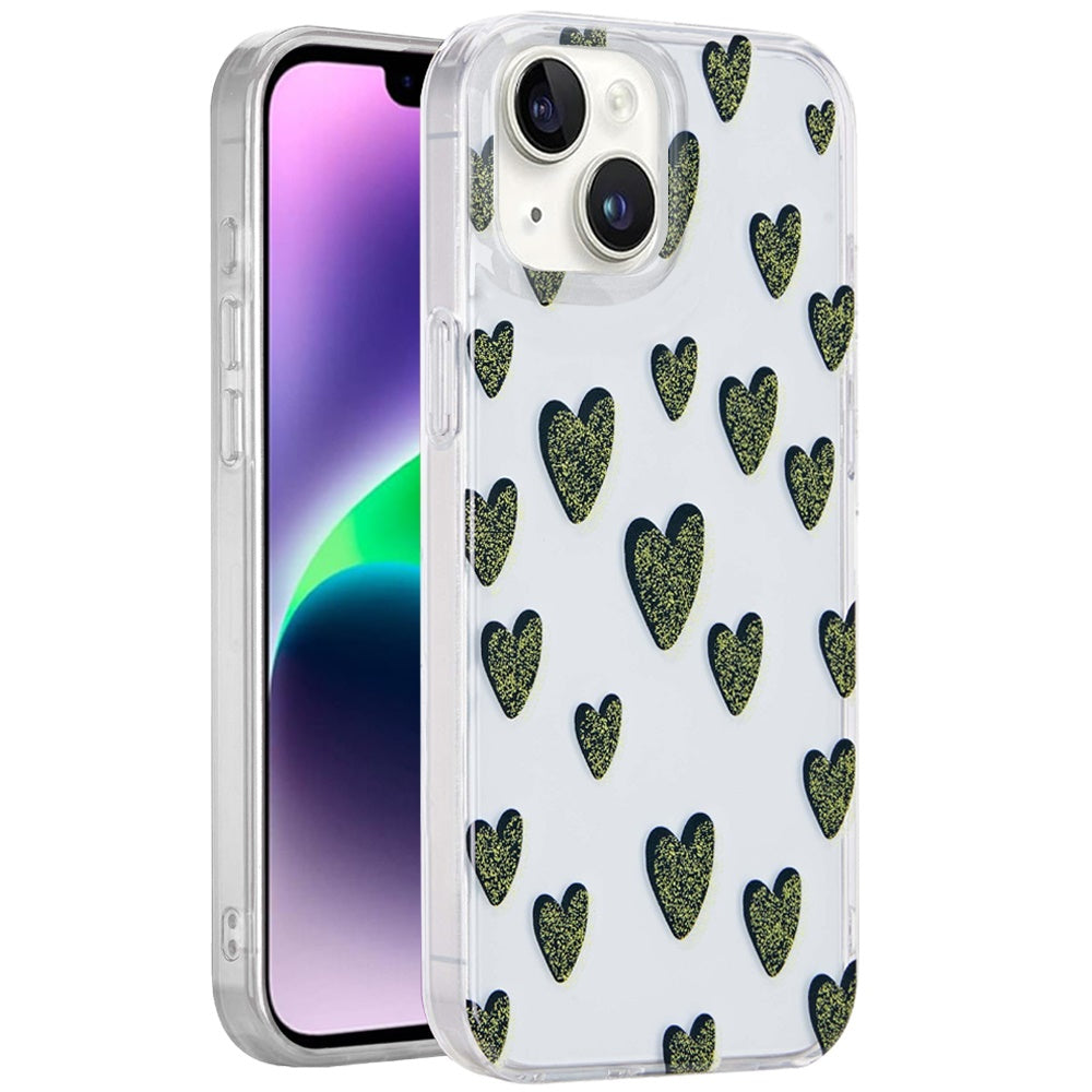 For Apple iPhone 15 Fashion Layer Design Slim IMD TPU Protective, Shockproof Hybrid Stylish Durable Hard PC Case Cover
