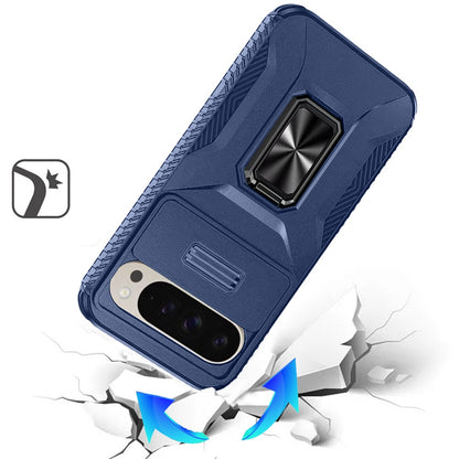 For Google Pixel 10 Pro XL Case, Camera Cover with Magnetic Rotation Ring Stand, Military Grade Hybrid Hard TPU Shockproof Case Cover