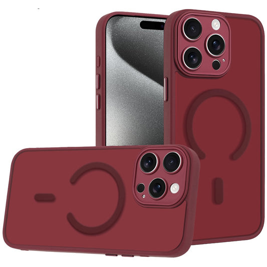 Phone Case for iPhone 15 Pro Max Matte Frosted Magnetic Hybrid Hard PC Soft TPU Camera Protection Slim Shock Absorbing Anti Fingerprint Cover