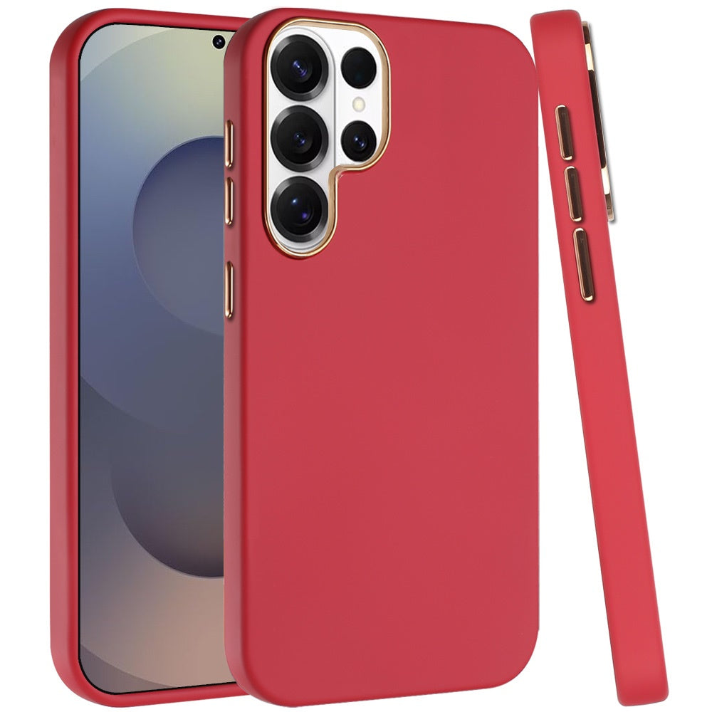 For Samsung Galaxy S26 Ultra Slim Classic Hybrid Around Rubber Gummy Gel Slick Hard PC Silicone TPU Chromed Button Case Cover