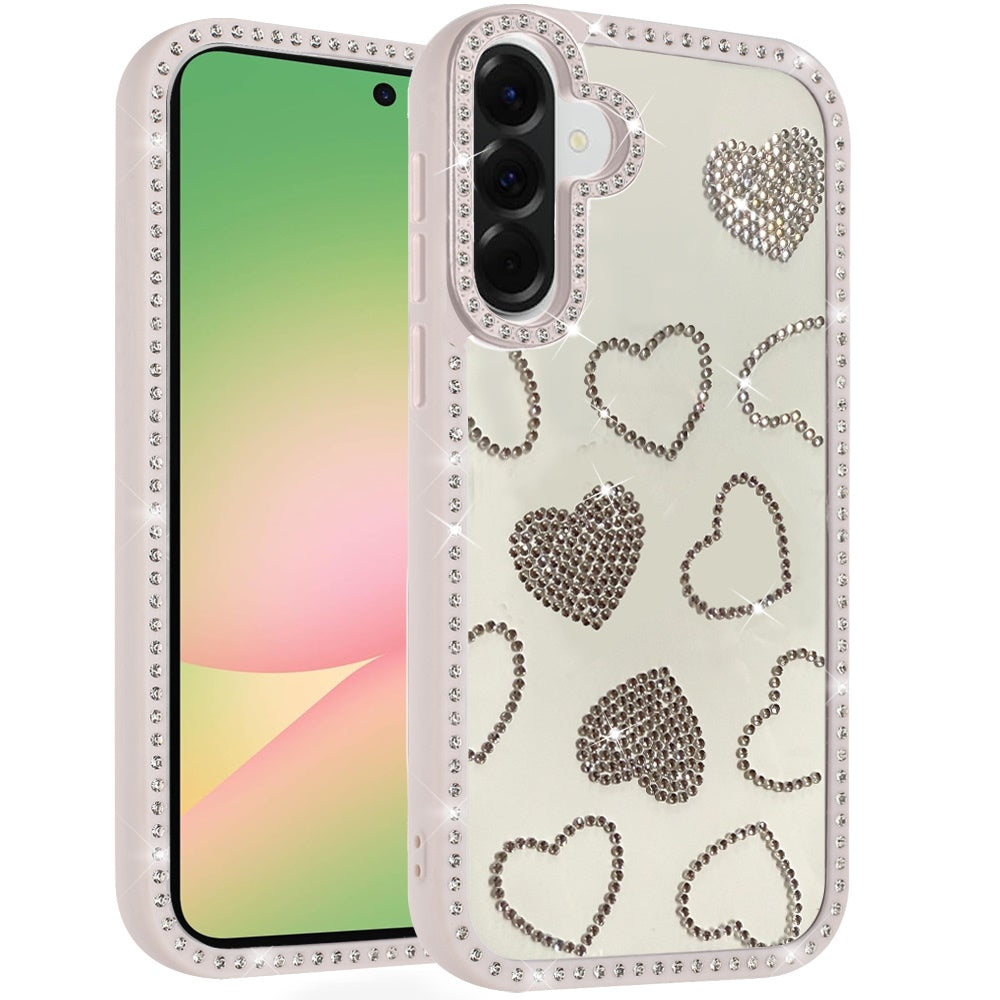 For Samsung Galaxy A57 Spread Love Glitter Shimmer Bling Diamond Edge Hybrid Drop Protection Shockproof Design Case Cover