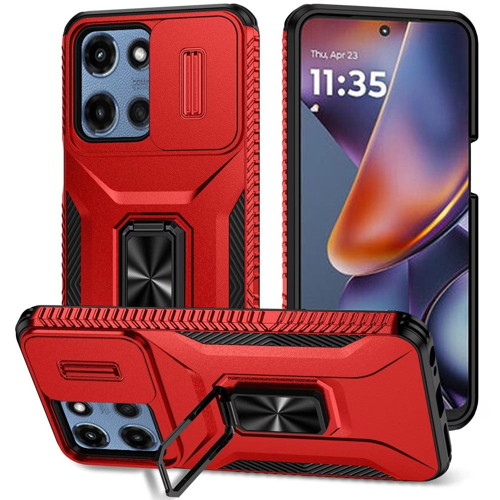 For Motorola Moto G Power 5G (2025) Case, Camera Cover with Magnetic Rotation Ring Stand, Military Grade Hybrid Hard TPU Shockproof Case Cover