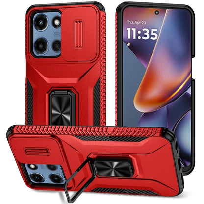 For Motorola Moto G Power 5G (2025) Case, Camera Cover with Magnetic Rotation Ring Stand, Military Grade Hybrid Hard TPU Shockproof Case Cover