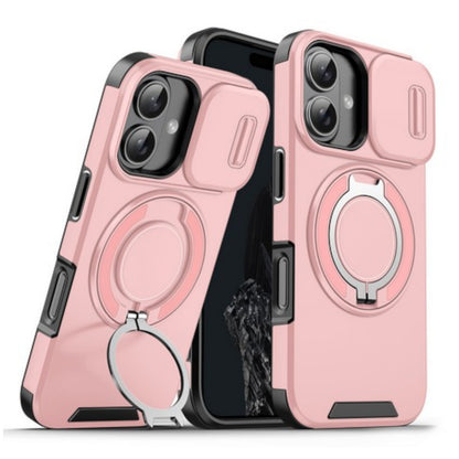 For Apple iPhone 17 Pro Hybrid Case with 360° Magnetic Ring Stand, Camera Slide Protector & Compatible with MagSafe Case Cover