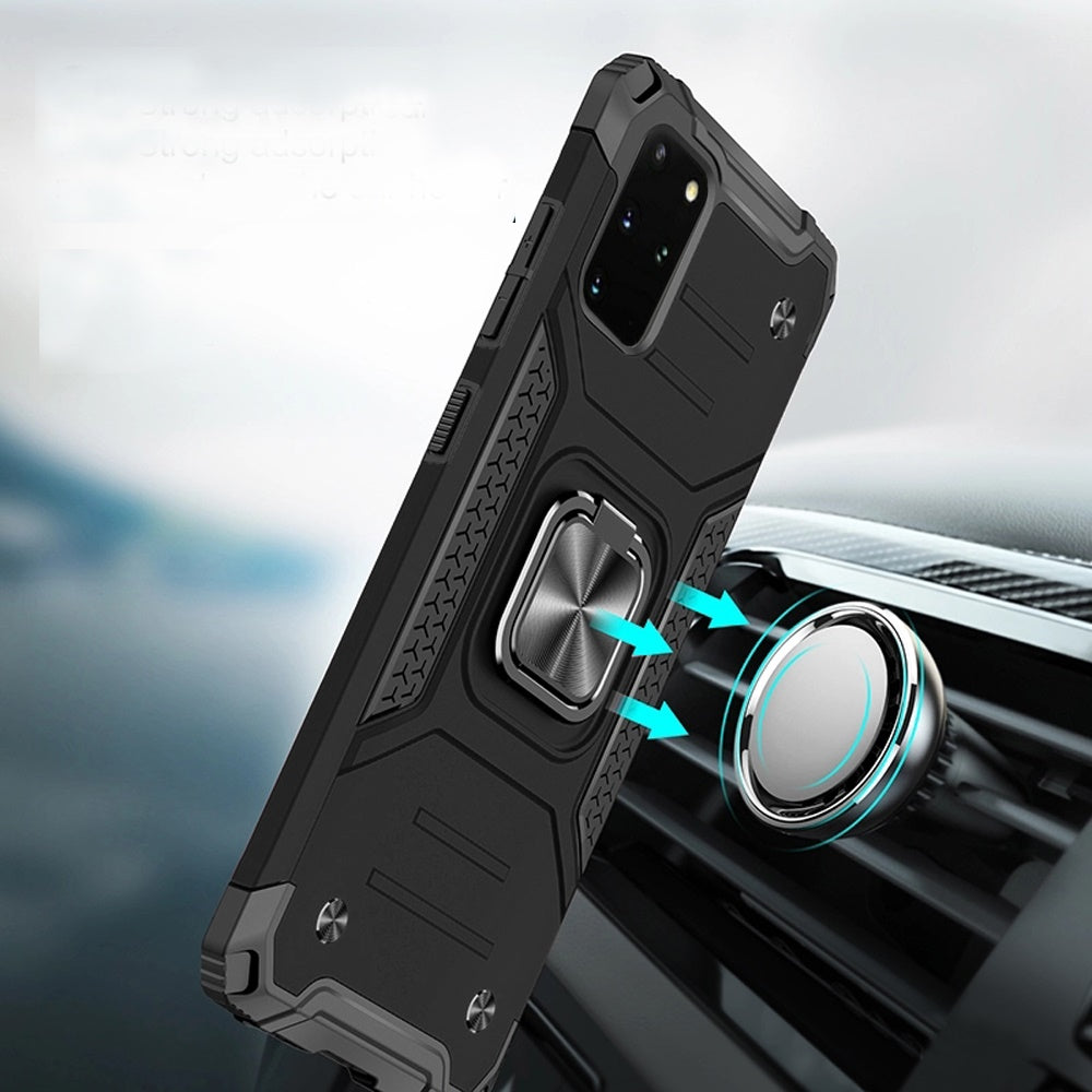 For Samsung Galaxy S20+ / S20 Plus Armor Hybrid Magnetic Stand with Ring Holder Kickstand Shockproof Heavy-Duty Durable Rugged TPU Dual Layer Case Cover