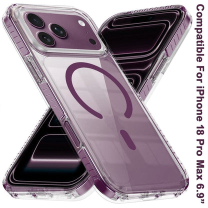 Phone Case for Apple iPhone 18 Pro Max/ iPhone 17 Pro Max Transparent Magnetic Shockproof Colored Edge Hybrid Case Slim Durable Grip Clear Protective Soft TPU Cover Purple