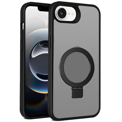 For Apple iPhone 17E /16E Magnetic Circle Kickstand with MagSafe Compatibility, Matte Skin, Rugged Bumper, and Ring Holder Case Cover Black