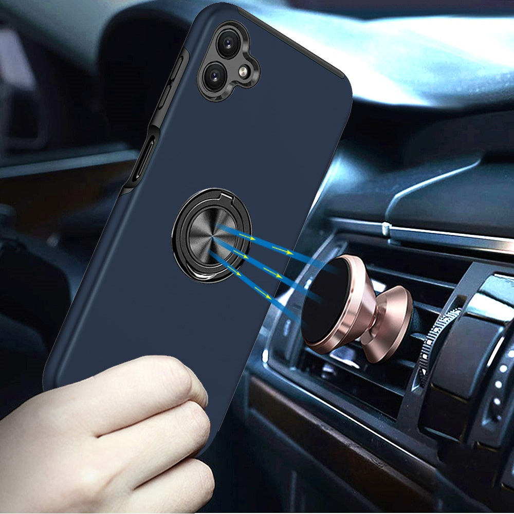 For Samsung Galaxy A06 Hybrid 360 Degree Rotatable Metal Invisible Ring Stand Holder Fit Magnetic Car Mount Shockproof Case Cover