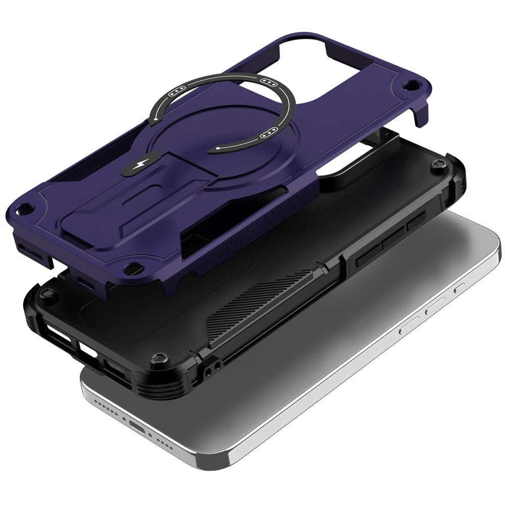 Phone Case for Apple iPhone 16 Pro Max Magnetic Kickstand Rugged Shockproof Armor Grip Anti Slip Heavy Duty Protective Matte Stand Hybrid Cover Purple