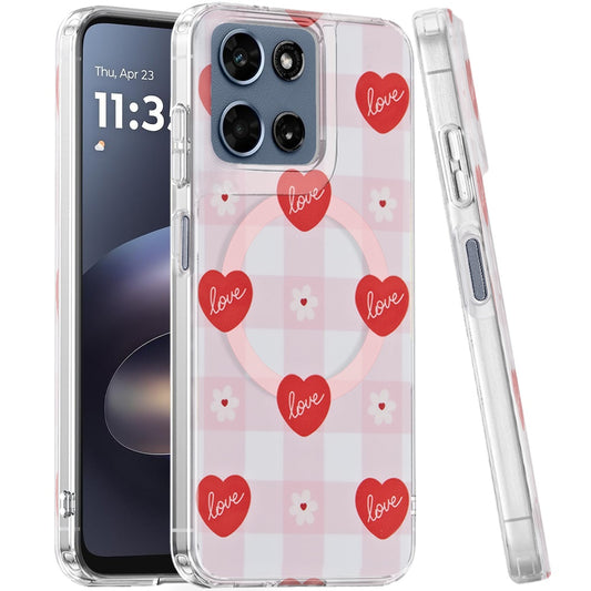 Phone Case for Motorola Moto G Play 5G 2026 Shockproof Dual Layer TPU IMD Print Rugged Anti-Slip Grip Drop Protection Scratch Resistant Slim Fit Glossy Floral Heart Aesthetic Cover