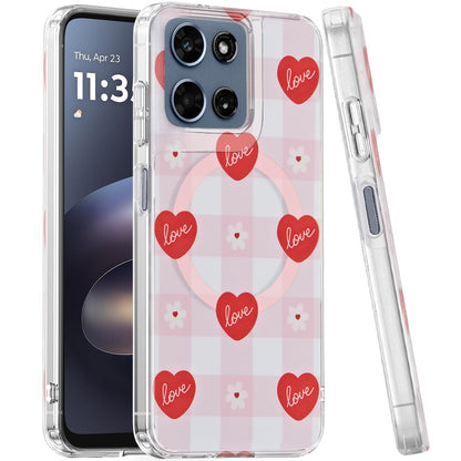 Phone Case for Motorola Moto G Play 5G 2026 Shockproof Dual Layer TPU IMD Print Rugged Anti-Slip Grip Drop Protection Scratch Resistant Slim Fit Glossy Floral Heart Aesthetic Cover