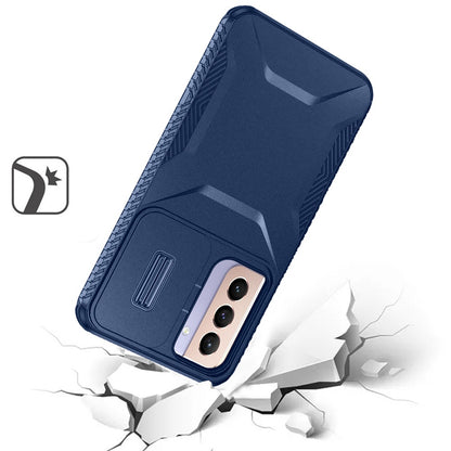 For Samsung Galaxy S21 Slim Fit Shockproof Hybrid with Slide Camera Window Covering, Rugged Tpu Silicone Hard PC Bumper Case Cover Black