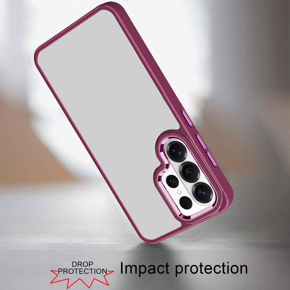 For Samsung Galaxy S26 Ultra Slim Fit Hybrid Transparent Thick Acrylic with Metal Buttons Frame Protective Hard PC + TPU Shockproof Case Cover