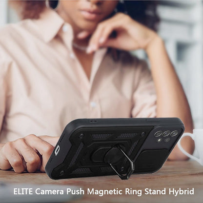 For Samsung Galaxy A16 5G Hybrid Cases with Slide Camera Lens Cover and Ring Kickstand Rugged Dual Layer TPU Heavy Duty Case Cover