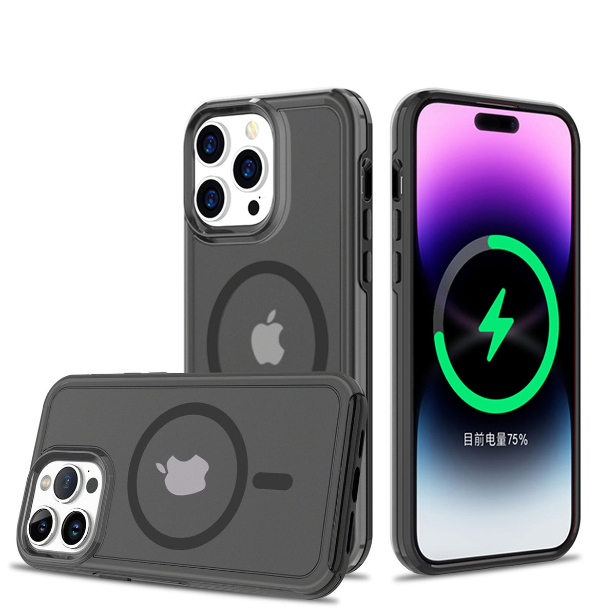 Slim & Durable Compatible with MagSafe Hybrid Shockproof Glossy Oil Protective Dual Layer TPU + PC