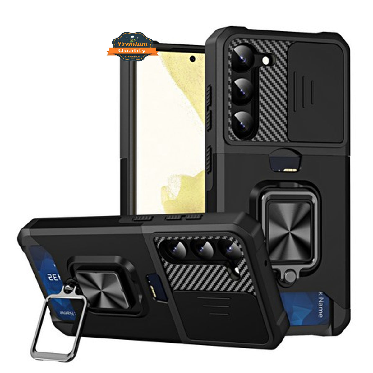 For Samsung Galaxy A17 5G Wallet Case with Slide Camera Protector, Credit Card Slot, Ring Sand, Magnetic Car Mount Case Cover