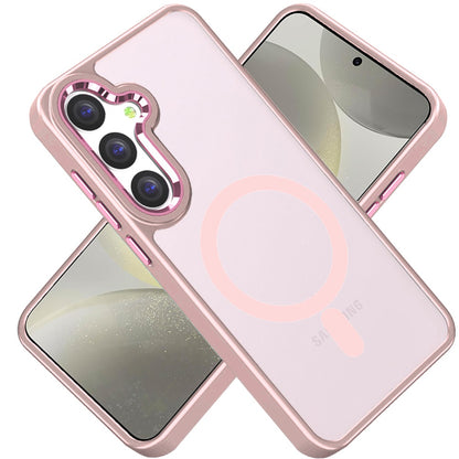 For Samsung Galaxy S24+ Plus Clear Acrylic Hybrid Metal Button Shock Protection Durable Grip Thick Transparent Design for Plus Series Case Cover