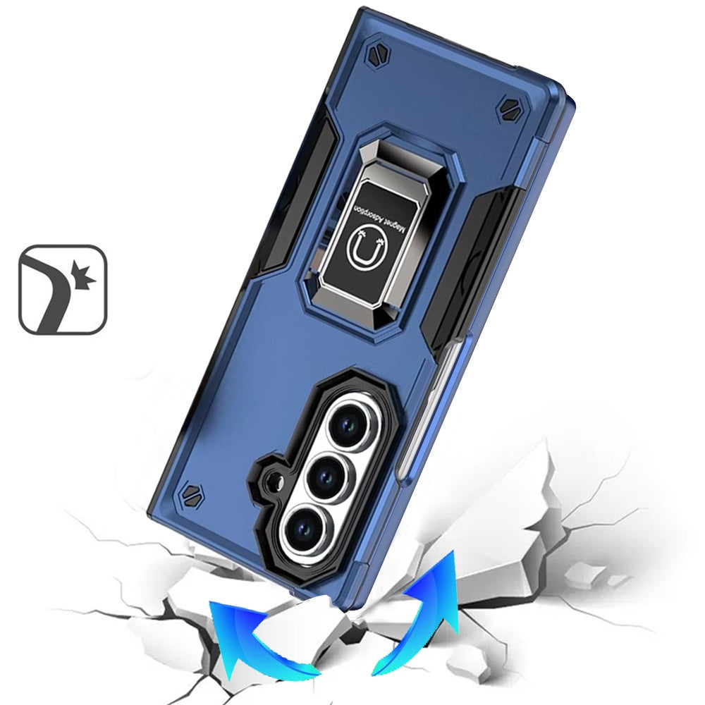 For Samsung Galaxy Z Fold 7 Hybrid Stand Magnetic Ring Holder Kickstand Heavy Duty Rugged Drop Silicone & Hard PC Shockproof Case Cover