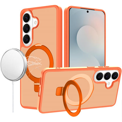 For Samsung Galaxy S26 Ultra Magnetic Circle Back with Ring Stand Full Rotation Matte Hybrid Shockproof Case Cover