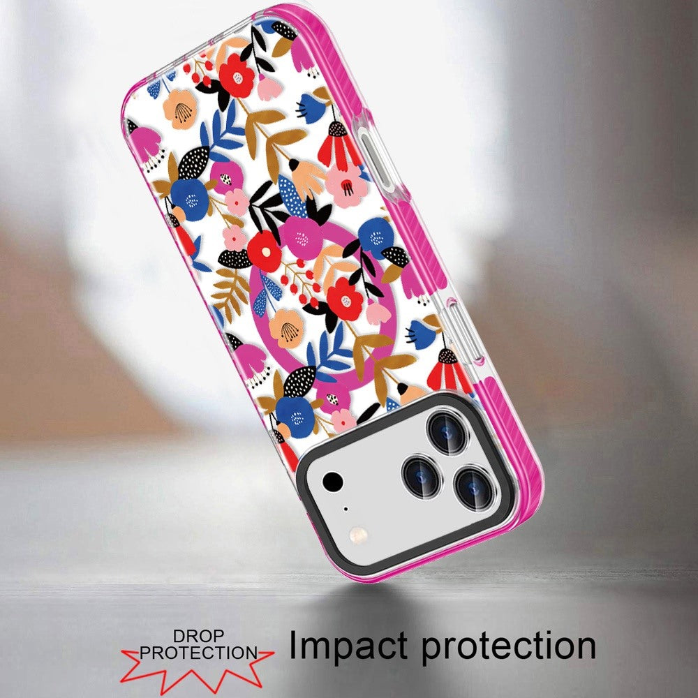 Phone Case for Apple iPhone 18 Pro/ iPhone 17 Pro Magnetic Hybrid IMD Floral Compatible with MagSafe Shockproof Slim Hybrid Fashion Design TPU Protective Cover