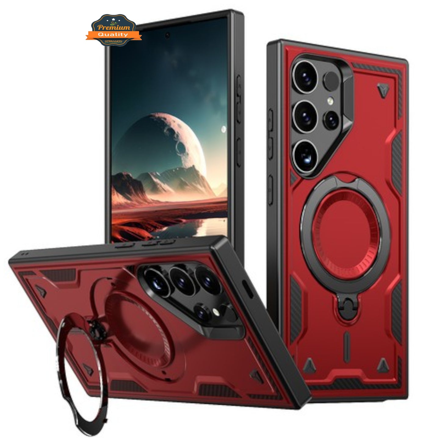 For Samsung Galaxy S25+ S25 Plus /S24+ Ring Holder Military-Grade Shockproof, Magnetic Kickstand, Large Twisting Compatible with MagSafe Case Cover