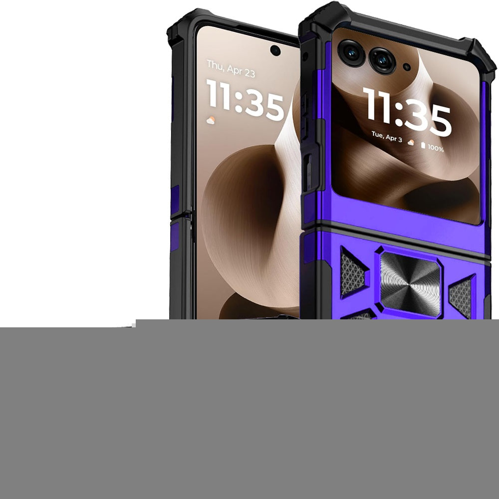 For Motorola Razr+ PLUS 2025 /2024 Hybrid Shockproof [Military Grade] Rugged Protective with Magnetic Car Mount & Invisible Stand Case Cover Rose Gold