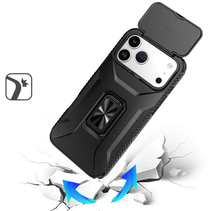 For Apple iPhone 17 Pro Max (6.9") Case, Camera Cover with Magnetic Rotation Ring Stand, Military Grade Hybrid Hard TPU Shockproof Case Cover