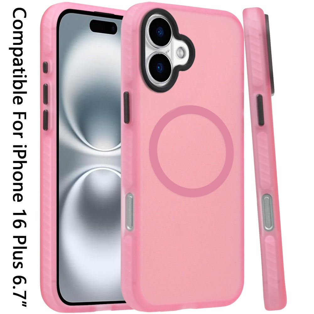For Apple iPhone 16 Plus (6.7") Matte Skin Hybrid TPU with Magnetic Circle MagSafe Compatible, Military Grade Shockproof Slim Fit Case Cover