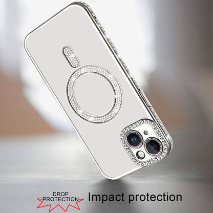 For Apple iPhone 11 Bling Case with Diamond Magnetic Circle, Transparent Slim Shockproof Hybrid Slim Fit Case Cover