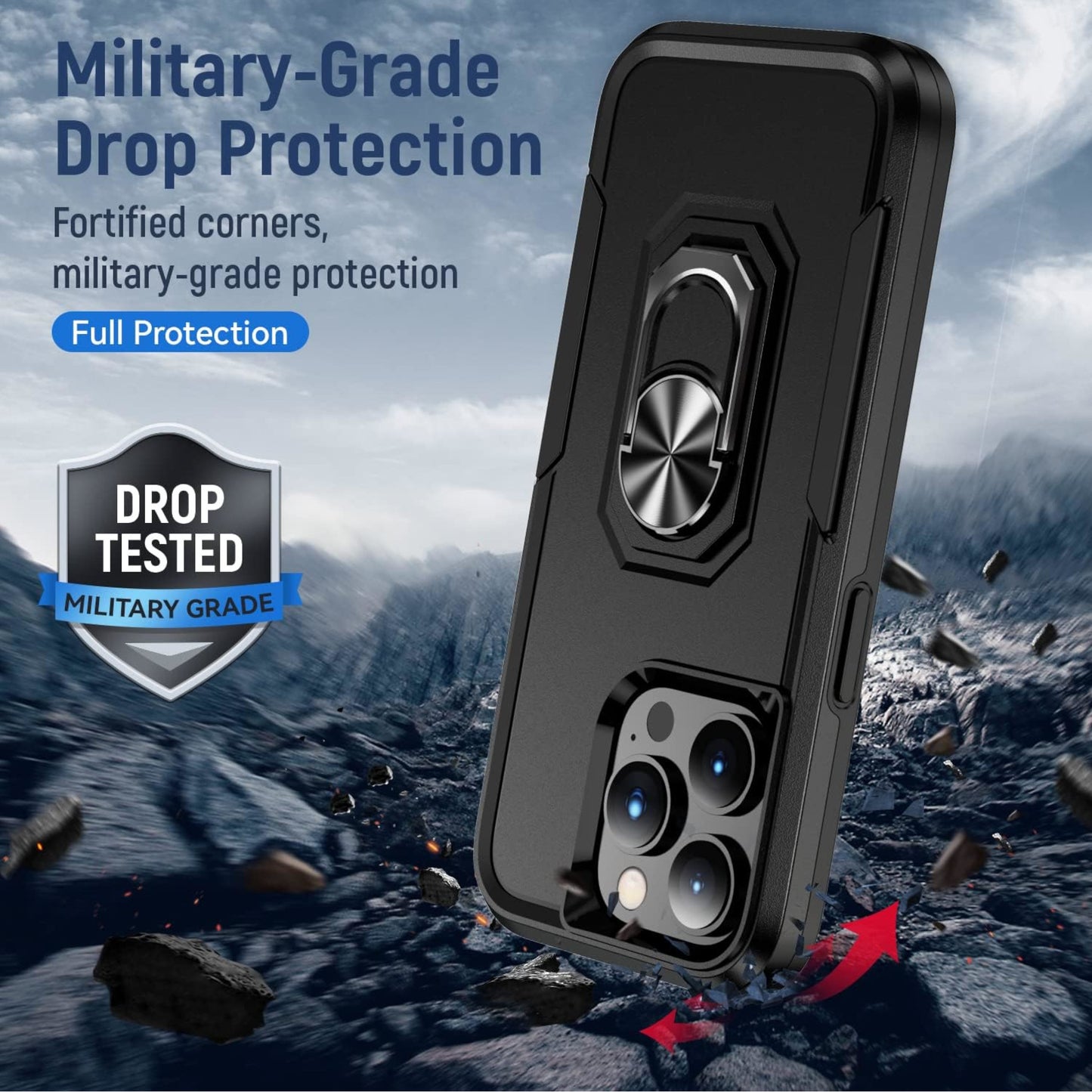 For Samsung Galaxy S24 FE /Fan Edition Military Grade Armor Heavy Shockproof Hybrid with Kickstand Built-in 360°Rotate Ring Stand Case Cover