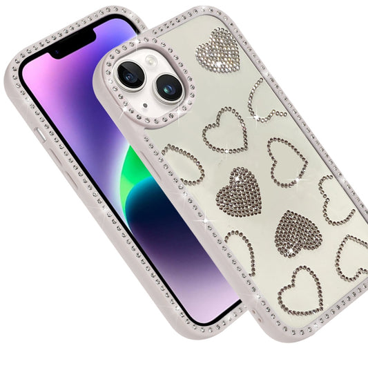 Phone Case for Apple iPhone 14/ iPhone 13 Spread Love Hearts Glitter Shimmer Bling Diamond Edge Shockproof Hybrid Stylish Protective Slim Grip Designer Cover