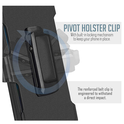 For Apple iPhone 16 Plus (6.7") Heavy Duty Rugged Shockproof Body Protection Hybrid Kickstand with Swivel Belt Clip Holster Case Cover Black