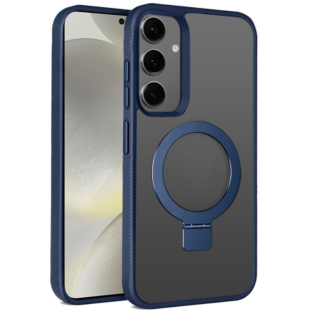 For Apple iPhone 16e Magnetic Circle Kickstand with MagSafe Compatibility, Matte Skin, Rugged Bumper, and Ring Holder Case Cover