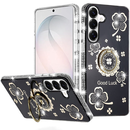 Phone Case for Samsung Galaxy S26 FE /S26 Fan Edition Glitter Diamond Ring Stand Sparkle Rhinestone Edge AntiSlip Kickstand Luxury Fashion Bumper Shockproof Cover