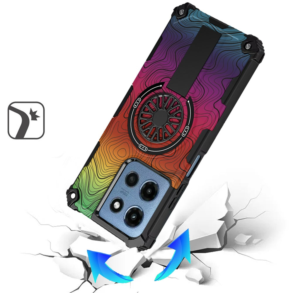 For Motorola Moto G Play 5G 2026 Texture Design Stylish Invisible Kickstand Case, MagSafe Compatible Hybrid Shockproof Cover, Car Mount Friendly Case Cover