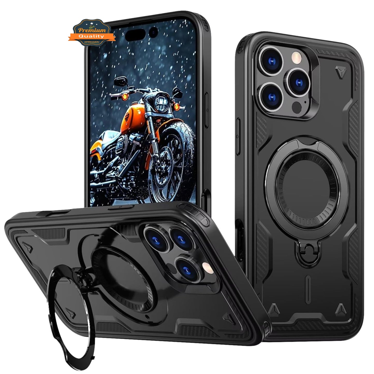 For Apple iPhone 17 Pro Ring Holder Military-Grade Shockproof, Magnetic Kickstand, Large Twisting Compatible with MagSafe Case Cover