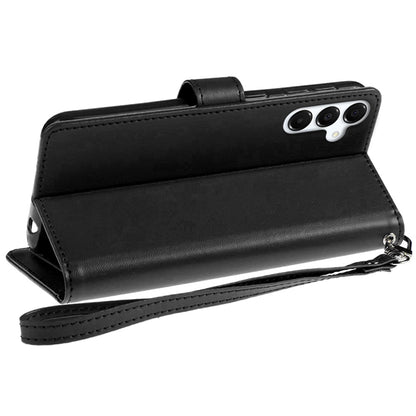 For Samsung Galaxy S26 Wallet Cases PU Leather with Credit Card /ID /Cash Holder Slot Dual Flip Book Pouch, Stand and Strap Case Cover Black