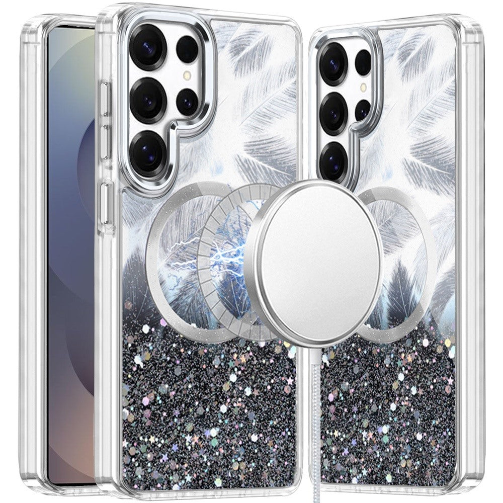 For Samsung Galaxy S26 Ultra Epoxy Glitter Shimmer Fashion Case with Magnetic Magsafe Compatible Hybrid Sparkling Slim Protective Case Cover